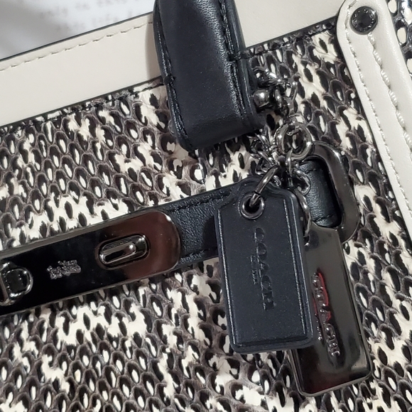 Coach Mini Swagger Snakeskin Leather Satchel with Crossbody Strap and Charms - Picture 10 of 10